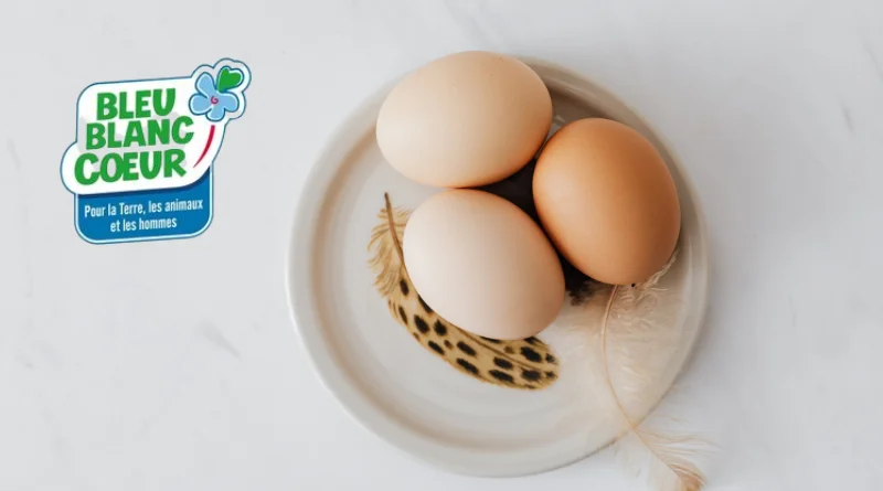 œuf avec logo bleu blanc cœur